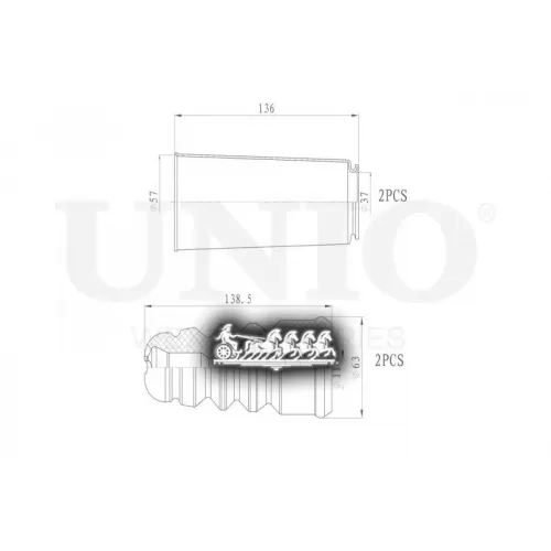Пыльник+Отбойник Амортизатора Vag Passat/A6/Superb 96- (Компл. 2 Шт.) UNIO 