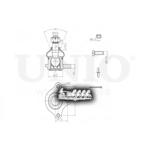Опора Шаровая Mitsubishi Pajero/Pajero Sport/L200 90- Перед.верх. UNIO 