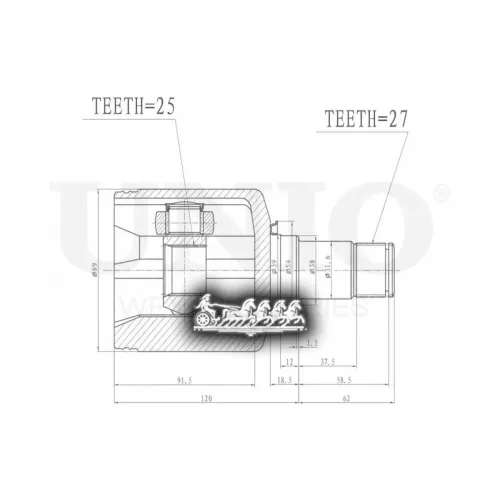 Шрус Mb Glk(X204)/A(W169) Внутр.лев. UNIO 