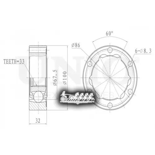 Шрус Audi 80/90 86- Внеш. UNIO 