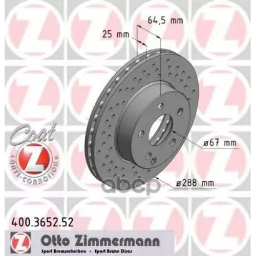 Диск Тормозной Спортивный Zimmermann 400.3652.52