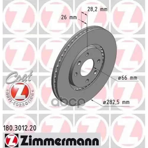 Диск Тормозной Zimmermann 180.3012.20