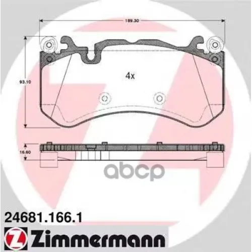 Колодки Тормозные Дисковые Zimmermann 24681.166.1