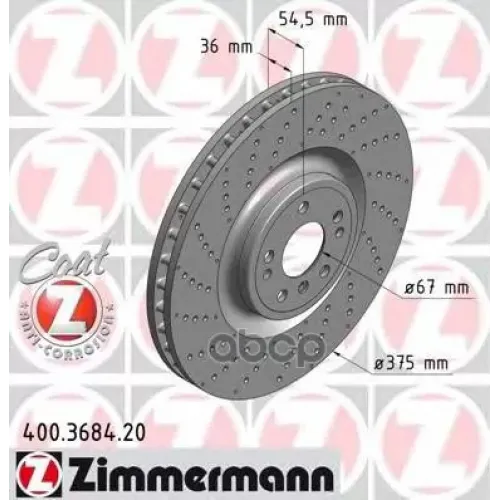 Тормозной Диск Mercedes Gl-Class (X166) 2012- Zimmermann 400.3684.20
