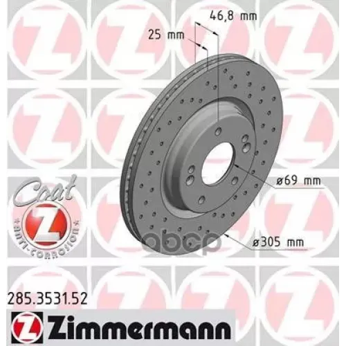 Диск Тормозной Спортивный (Цена За 1 Шт.) Zimmermann 285.3531.52