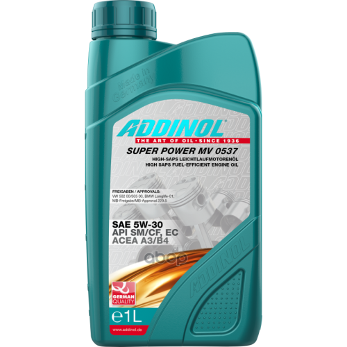 ADDINOL Addinol Super Power 5W30 A3/B4 Sm/Cf Масло Моторное Синт. (1L)
