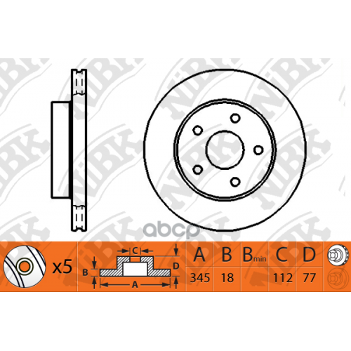 Диск Тормозной Toyota Land Cruiser J200 4.5D/4.7 07-/Lexus Lx570 08- Задний NiBK 