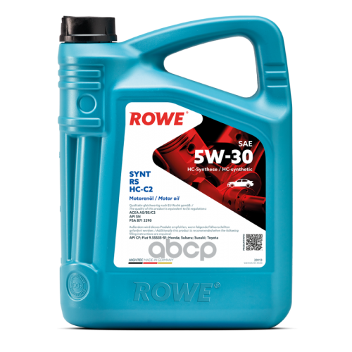 ROWE Rowe Hightec Synt Rs 5W-30 Hc-C2 Sn/Cf A5/B5/C2 Моторное Масло Синтетическое 5L