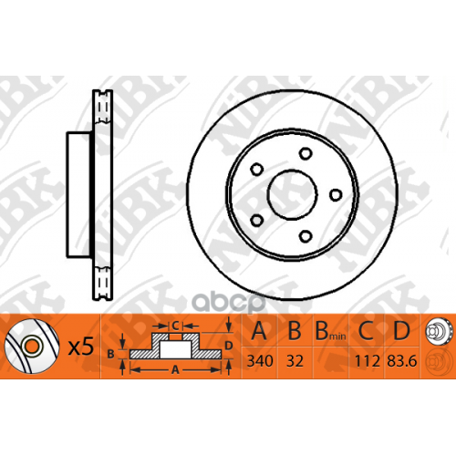 Диск Тормозной Toyota Land Cruiser J200/Lexus Lx570 08- Передний Вент.d 340Мм. NiBK 
