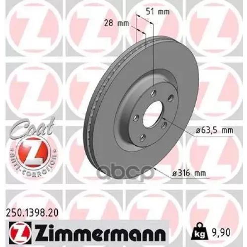 Диск Тормозной Zimmermann 250.1398.20