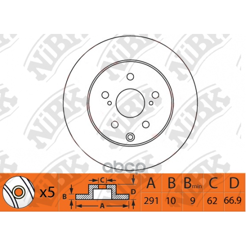 Диск Тормозной Toyota Mark/Chaser/Cressida/Cresta Задний D 291Мм. NiBK 