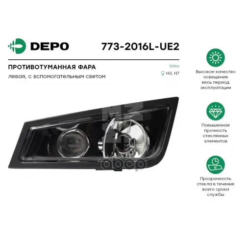 Противотуманная Фара Левая Черная. С Черной Рамкой Volvo08- Depo 