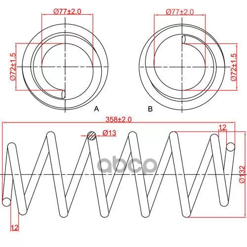 Пружина Подвески Передней Audi A6 (C5), Skoda Superb, L358-D132-T13 Zikmar 