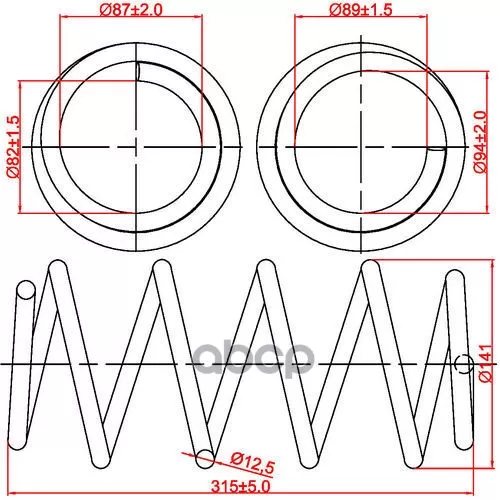 Пружина Подвески Передней Opel Astra G, Vectra B, L315-D141-T12,5 Zikmar 