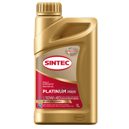 SINTEC Масло Sintec Platinum 7000 10W-40 A3/B4 Sn/Cf 1Л (Старый Арт. 999858)