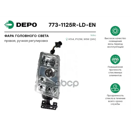 Фара Головного Света Правая[Ручная Регулировка] Volvo Fh/Fm &rsquo;02-&rsquo;07 Depo 