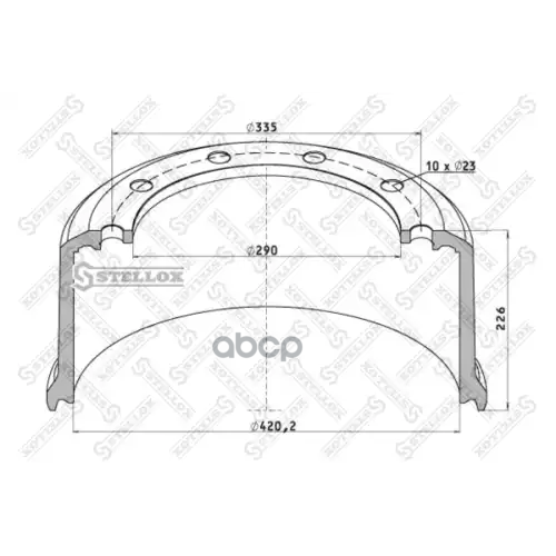 Торм.барабан 420X180/184 H=227 D=290/335 N10x23 Под Болтbpw Hs..Eco Maxx Stellox 