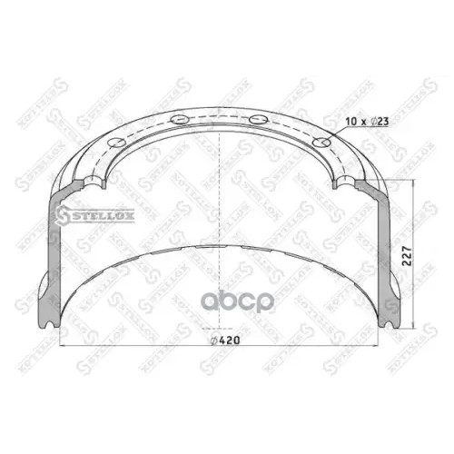 Торм.барабан 420X180/194 H=227 D=300/335 N10x23 Saf Sk Rs/Rls 9042 Stellox 
